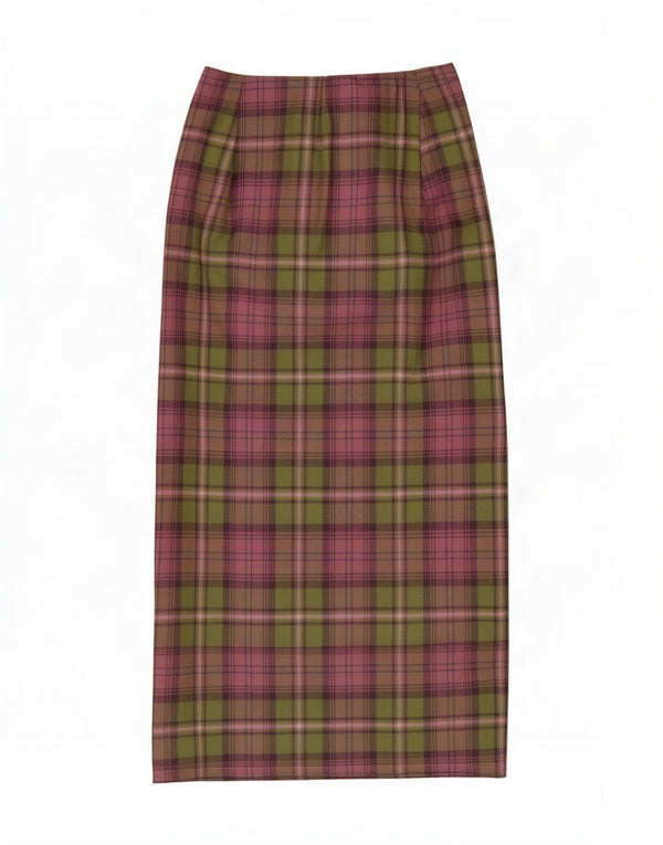 Luisa Spagnoli Dame Wrap Nederdel IT 42 Medium W28 Grøn Plaid Uld