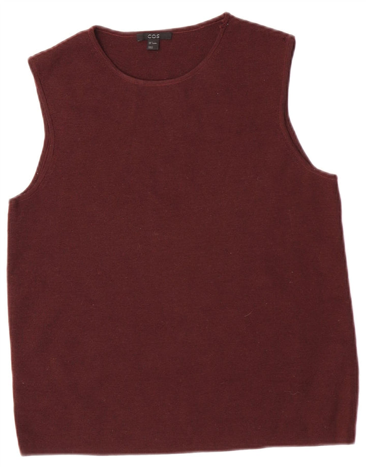 Cos Dame Vest Tank Top UK 10 Small Burgundy Wool