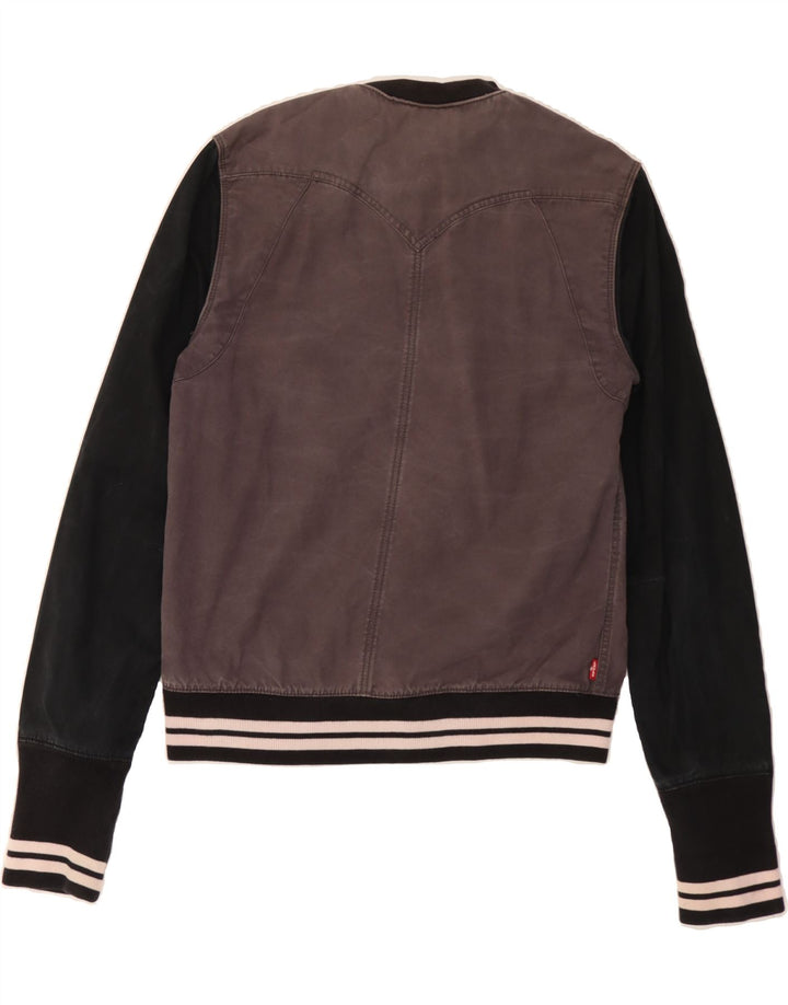 LEVI'S Mens Slim Fit Graphic Varsity Jacket UK 40 Large Grey Colourblock Vintage Levi's and Second-Hand Levi's from Messina Hembry 