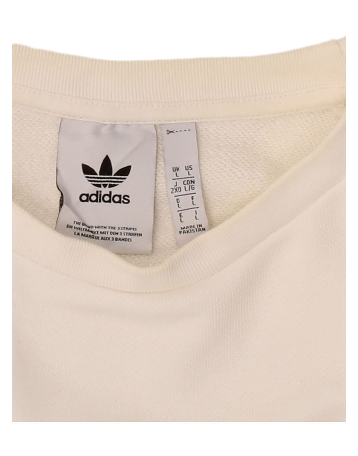 ADIDAS Mens Sweatshirt Jumper Large White Cotton Vintage Adidas and Second-Hand Adidas from Messina Hembry 