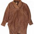 Vintage dame Batwing læderfrakke UK 16 Large Brown