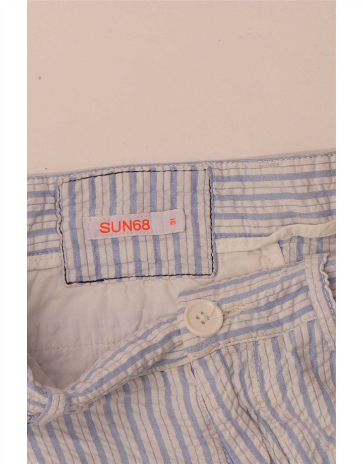Sun68 Herre Chino Shorts W31 Mellem blå stribet bomuld