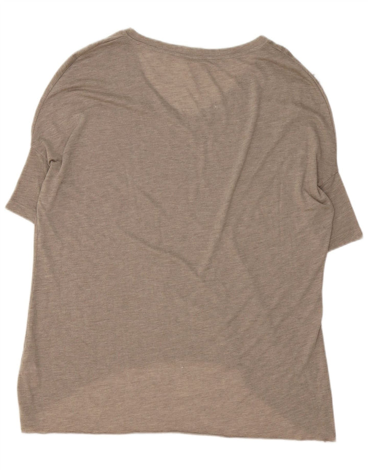 Zara Dame Oversized T-Shirt Top UK 10 Small Beige Polyester