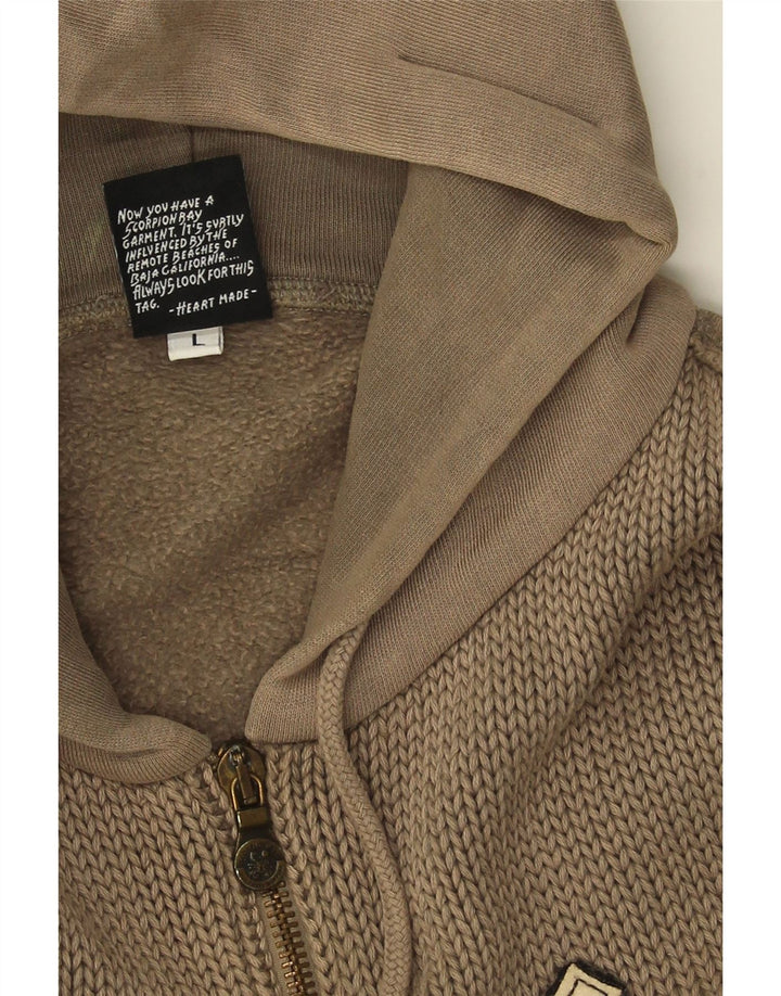 Herre grafisk hættetrøje med lynlås, stor