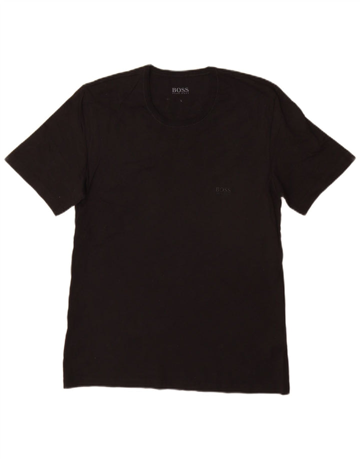 Hugo Boss Herre T-Shirt Top Stor Sort Bomuld
