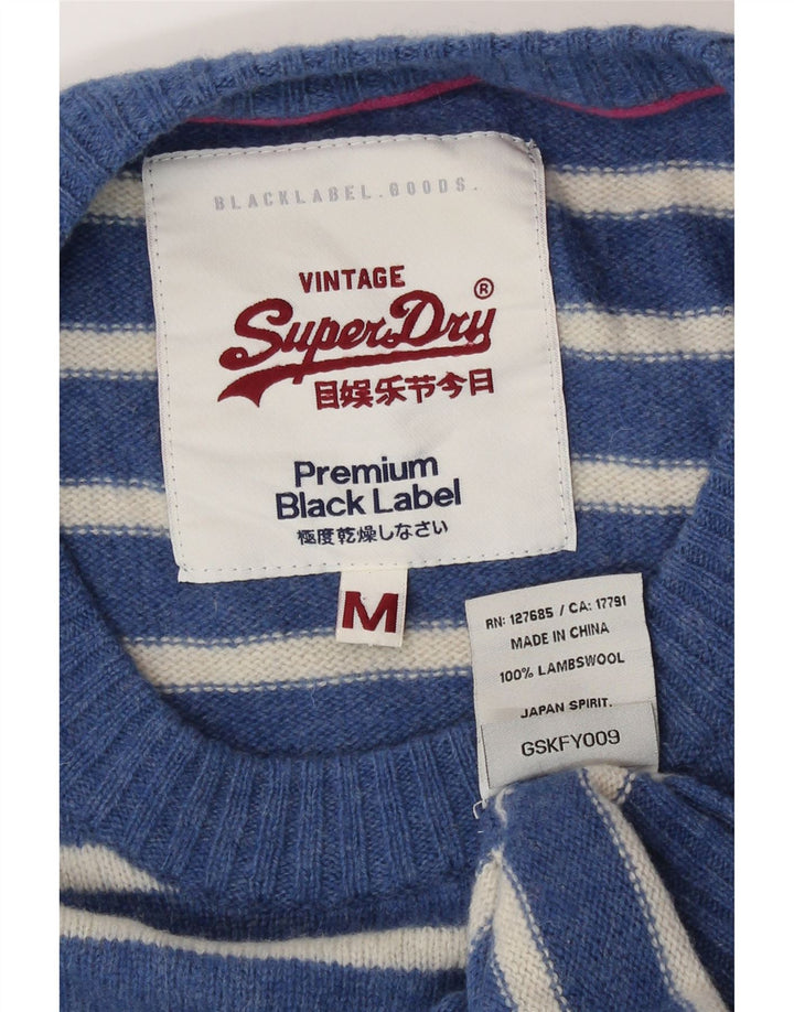 Superdry Dame Boat Neck Jumper Sweater UK 12 Mellem blå stribet