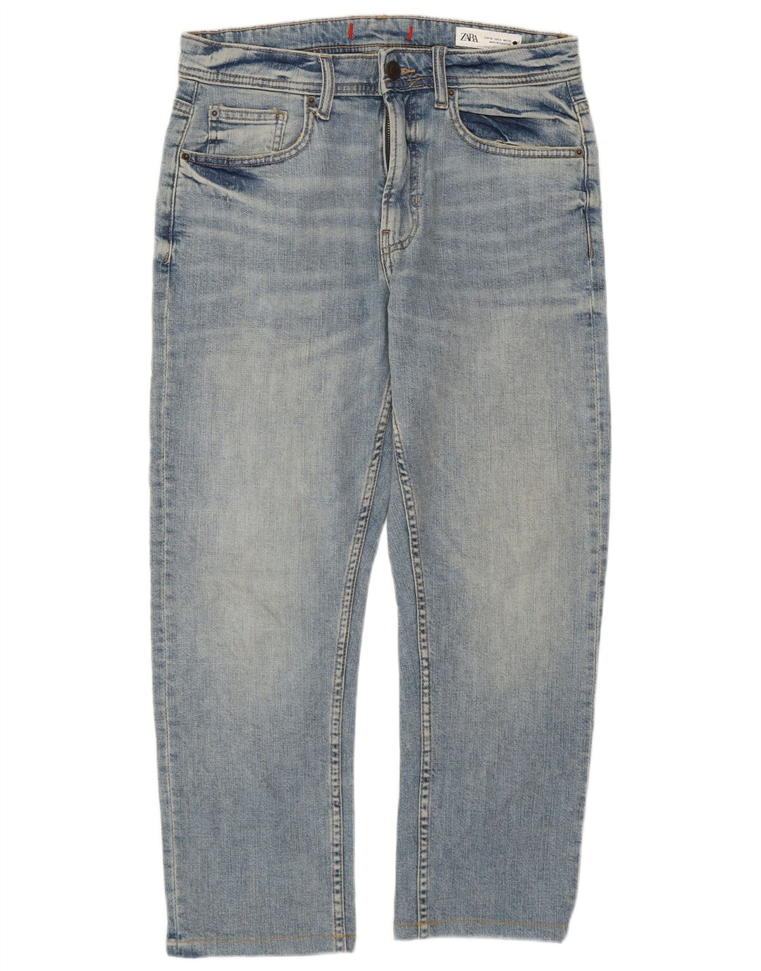 Zara Dame Cropped Jeans EU 36 XS W26 L24 Blå