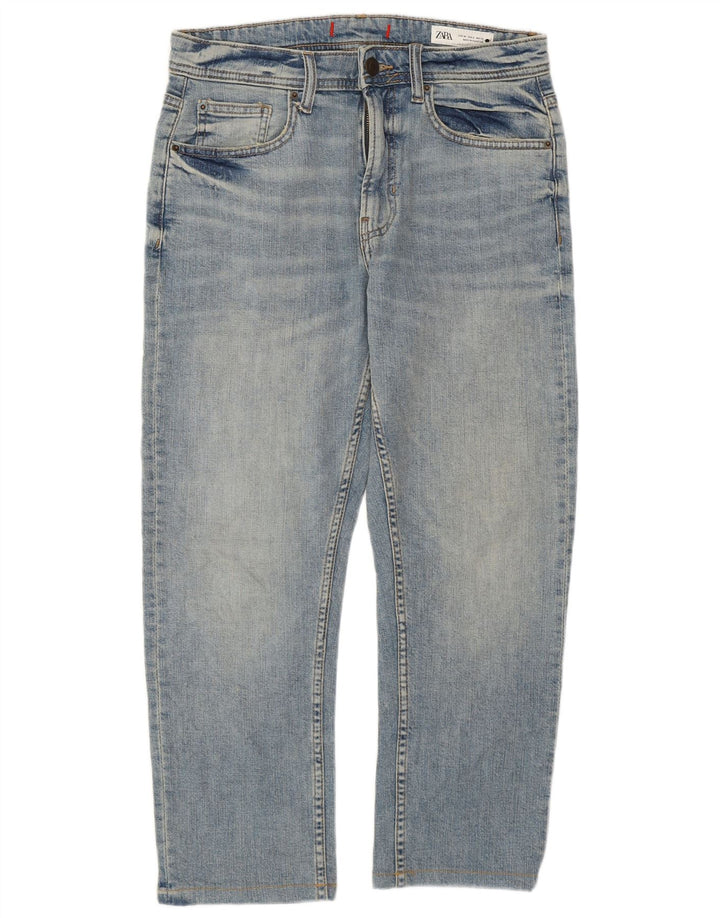 Zara Dame Cropped Jeans EU 36 XS W26 L24 Blå