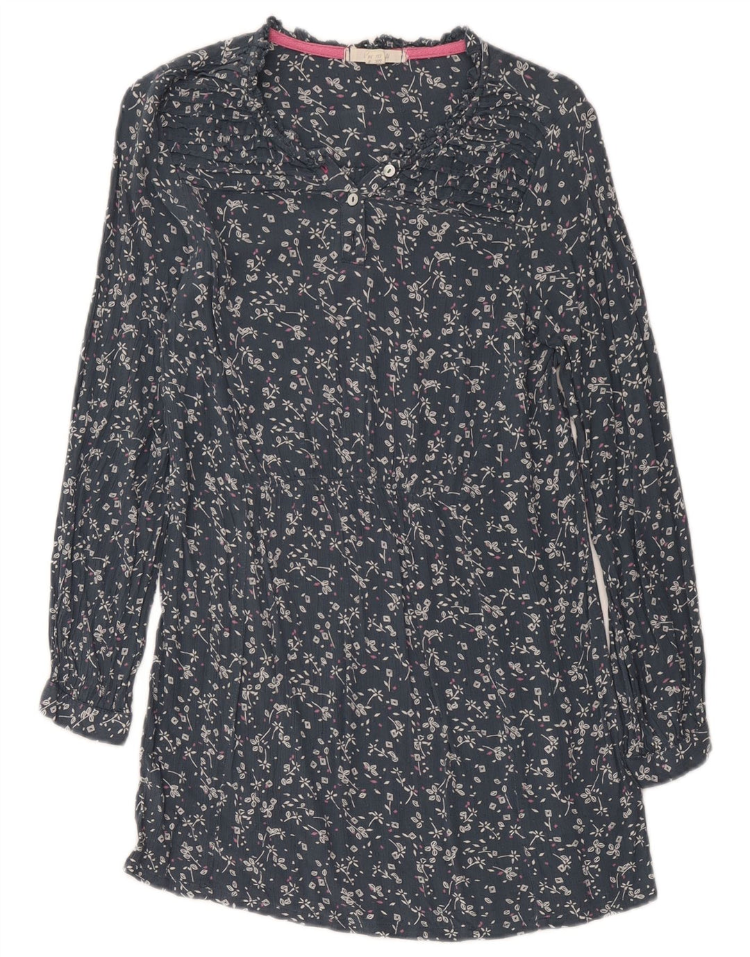 White Stuff Dame Langærmet Shift Dress UK 8 Small Navy Blue Floral