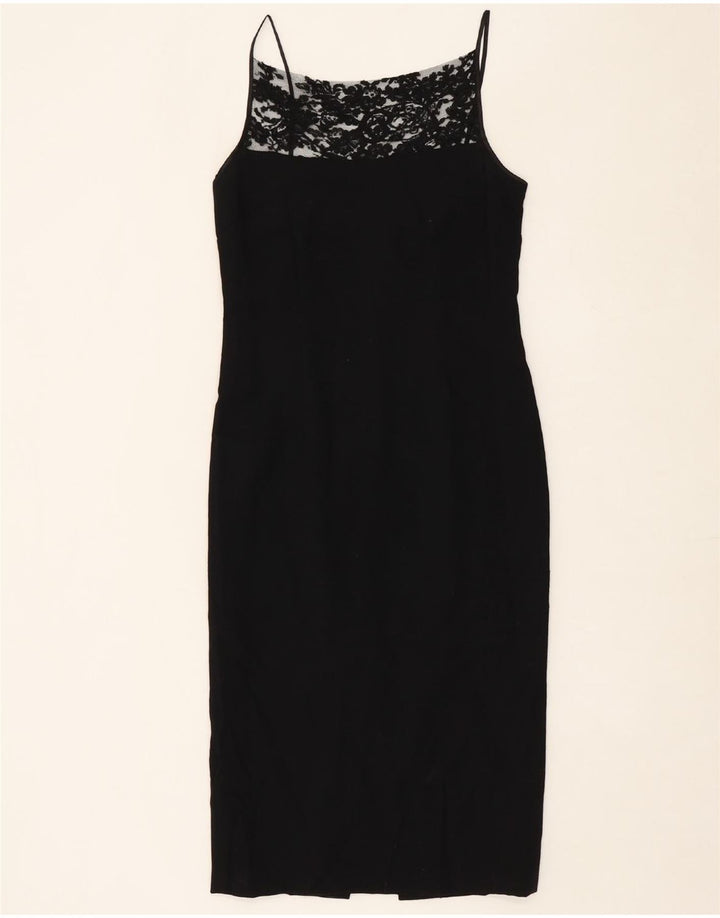 VINTAGE Womens Sleeveless Bodycon Dress UK 12 Medium Black Wool Vintage Vintage and Second-Hand Vintage from Messina Hembry 