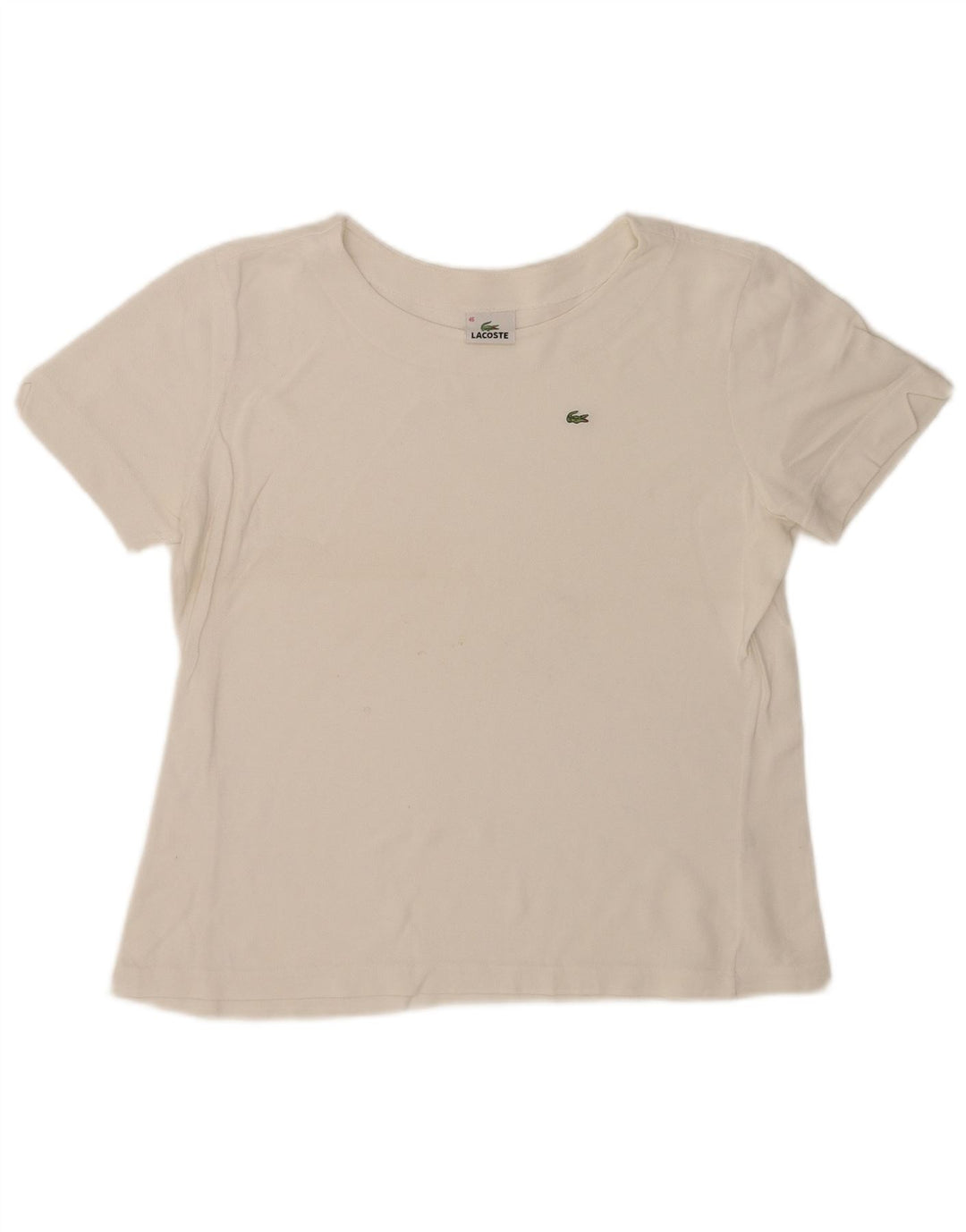 Lacoste Dame T-Shirt Top Størrelse 46 XL Hvid Bomuld