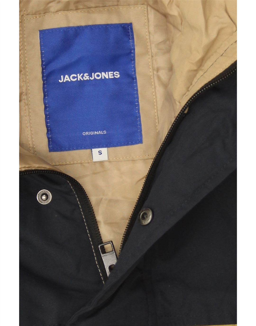 Jack & Jones Herre Grafisk Windbreaker Jacket UK 36 Small Beige Colourblock