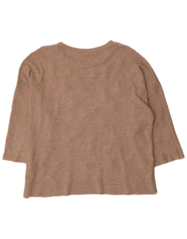 Zara Dame Trafaluc Boat Neck Jumper Sweater UK 14 Medium Brown Flecked