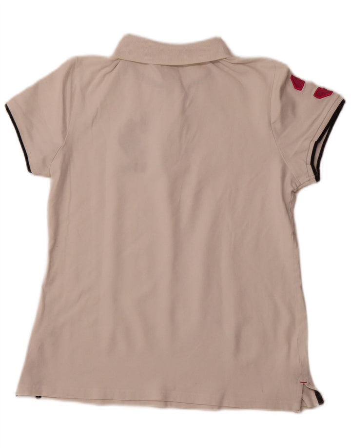 US POLO ASSN Grafisk poloshirt til kvinder UK 18 XL Hvid bomuld