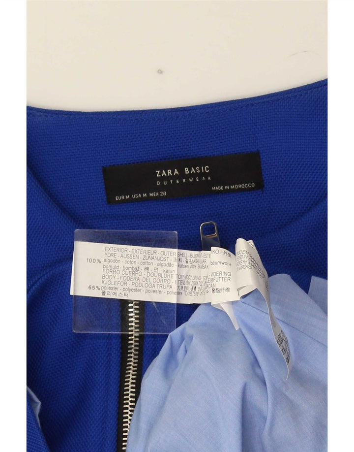 Zara Dame Overfrakke UK 14 Medium Blue Cotton