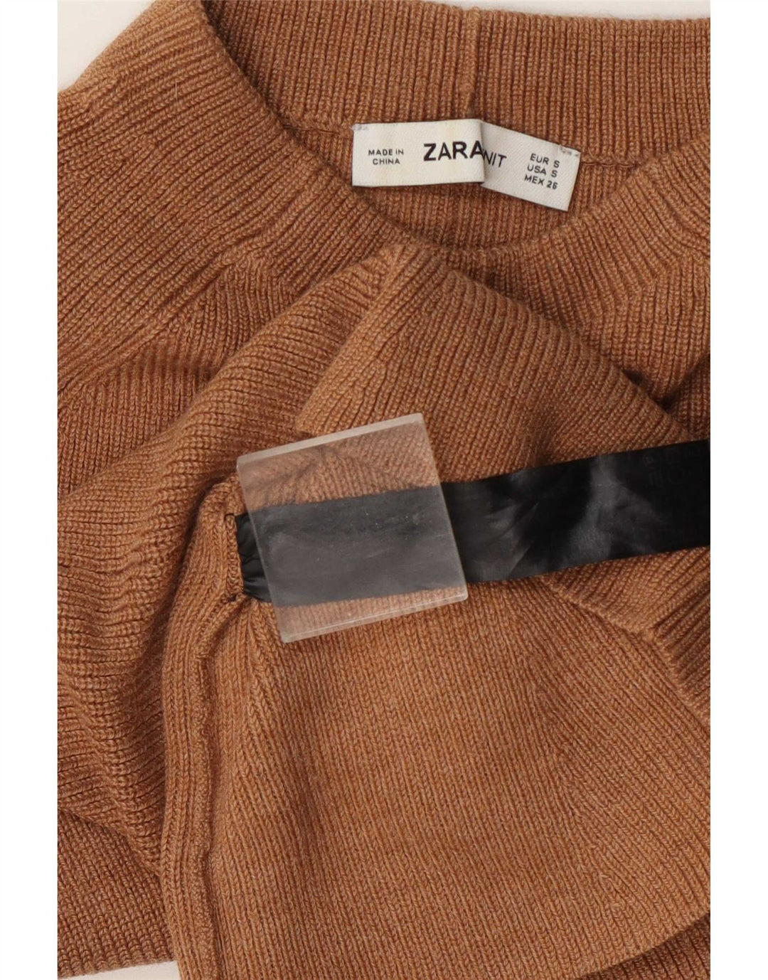 Zara Dame Turtle Neck Jumper Sweater UK 10 Small Brown Acryl