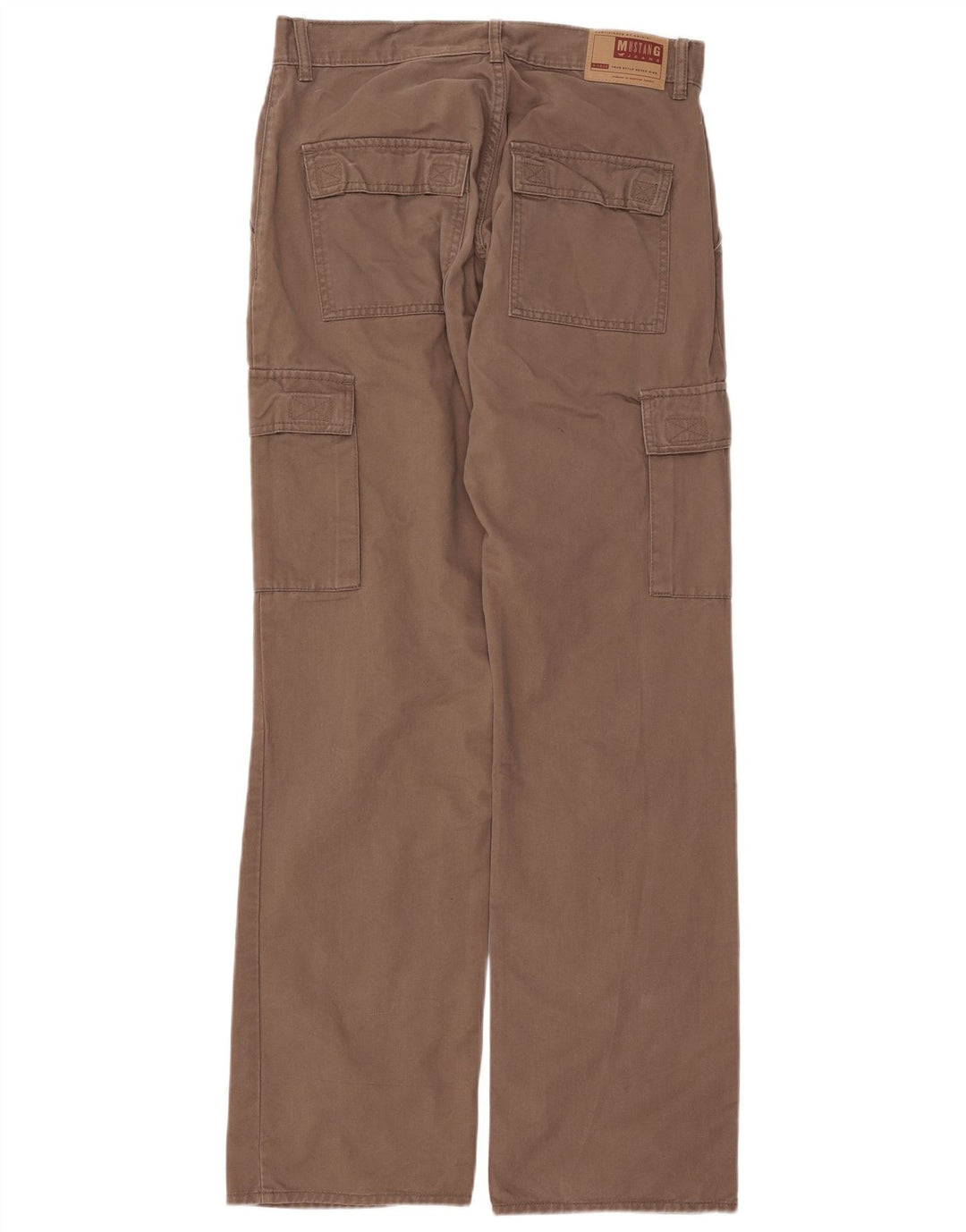 MUSTANG Mens Straight Cargo Trousers W32 L34 Brown Cotton