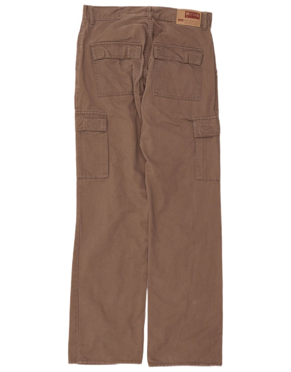 MUSTANG Mens Straight Cargo Trousers W32 L34 Brown Cotton