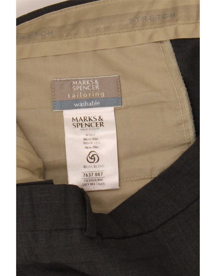 Marks & Spencer Skræddersyede lige jakkesæt til mænd W34 L29 Grå polyester