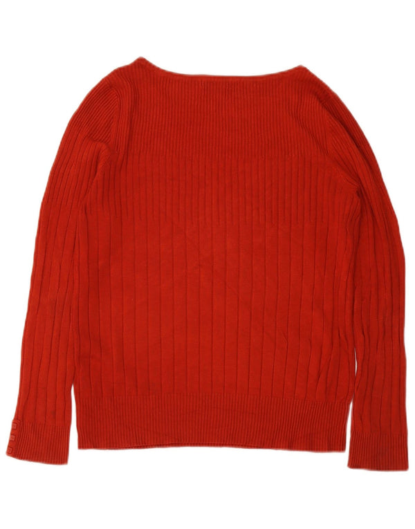 Marks & Spencer Dame Boat Neck Jumper Sweater UK 16 Large Red Viscose