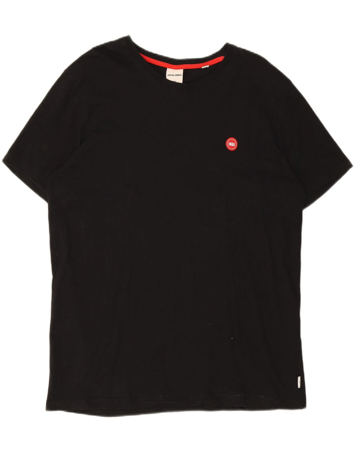JACK & JONES Mens T-Shirt Top 2XL Black Cotton Vintage Jack & Jones and Second-Hand Jack & Jones from Messina Hembry 