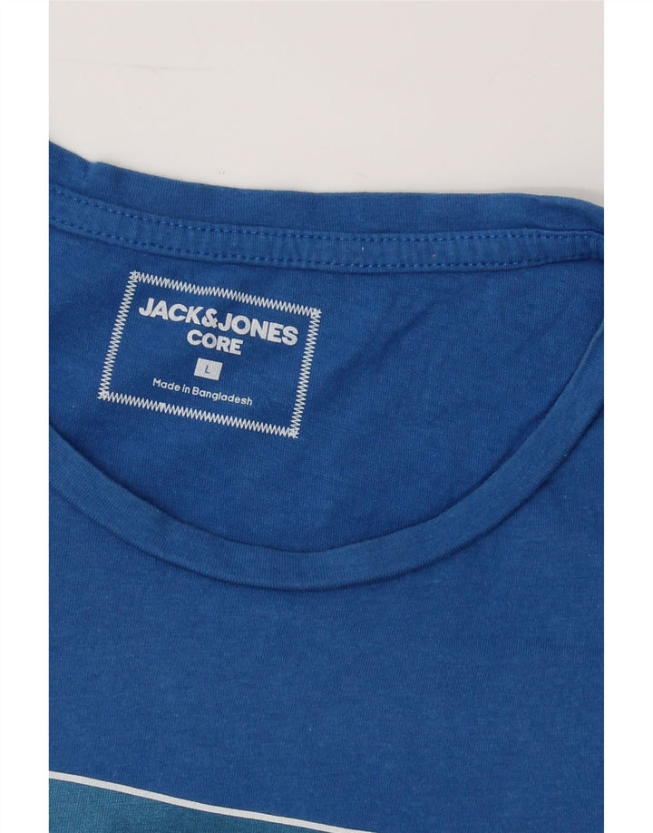 JACK & JONES Mens Graphic T-Shirt Top Large Blue Cotton Vintage Jack & Jones and Second-Hand Jack & Jones from Messina Hembry 