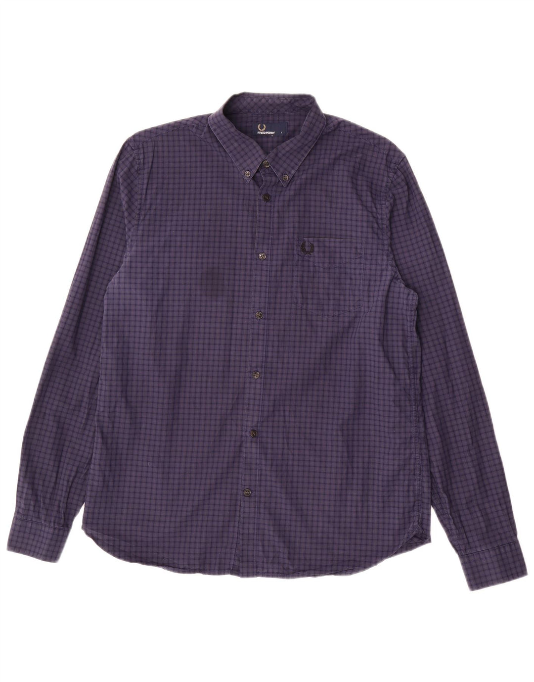 FRED PERRY Herreskjorte Stor marineblå Gingham Bomuld