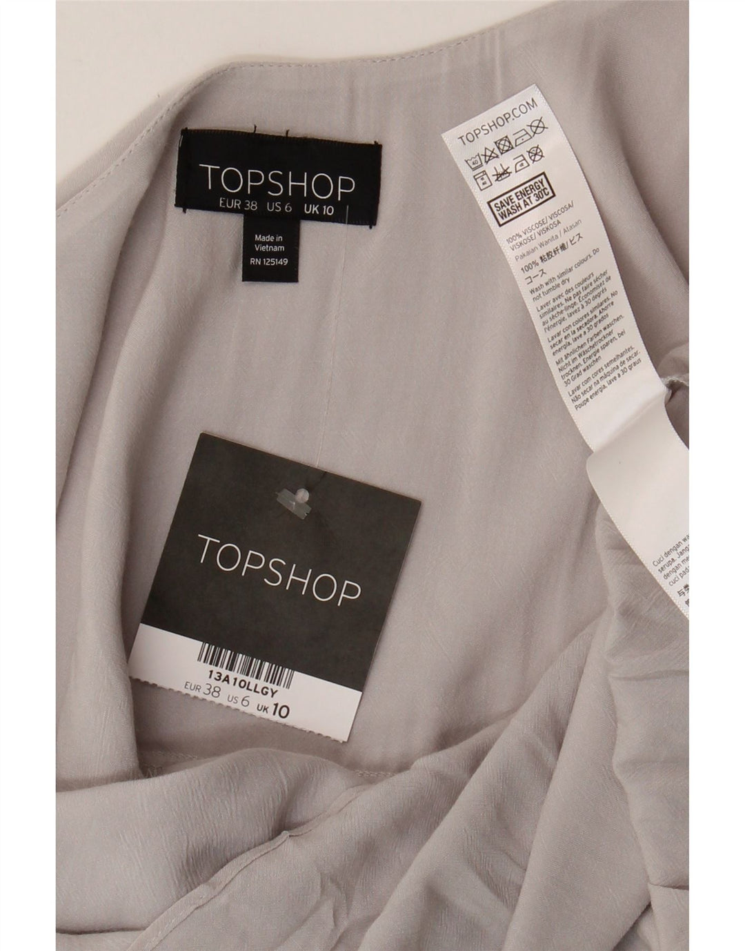 Topshop Dame Cami Top UK 10 Small Grå Viscose