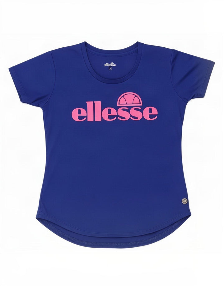 Ellesse Womens Grafisk T-Shirt Top UK 12 Medium Blue Polyester