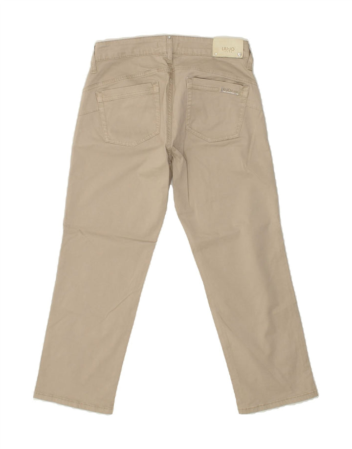 LIU JO Womens Straight Cropped Trousers W31 L24  Beige Cotton | Vintage Liu Jo | Thrift | Second-Hand Liu Jo | Used Clothing | Messina Hembry 