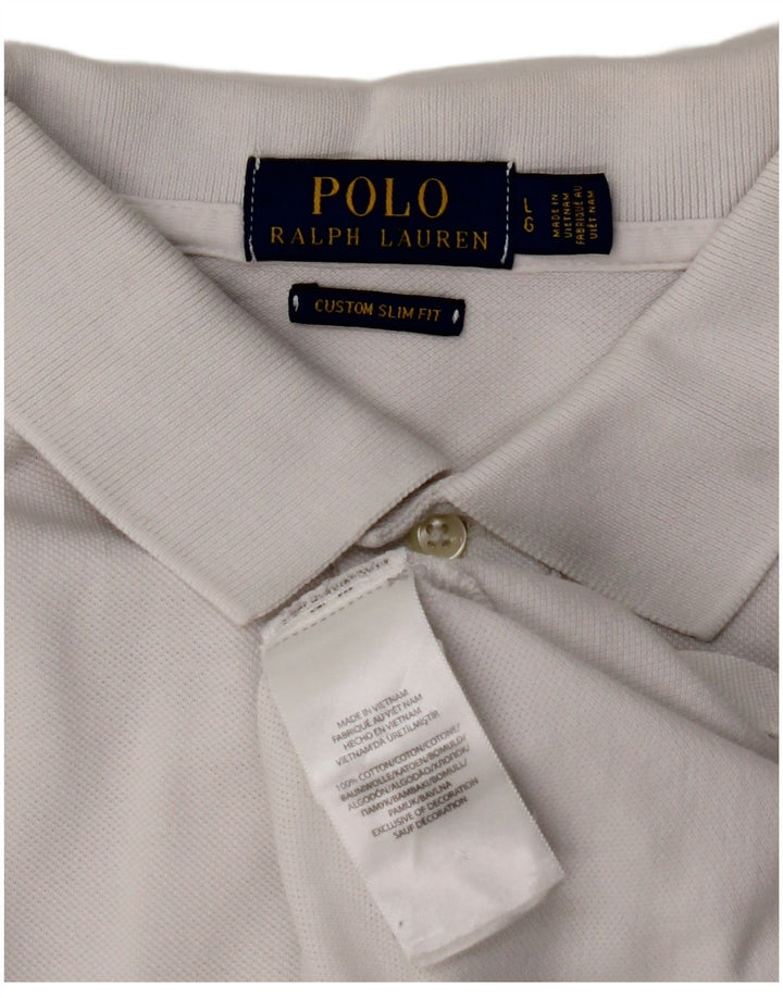 POLO RALPH LAUREN Herre Custom Slim Fit Polo Shirt Stor hvid bomuld