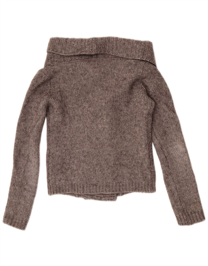 Massimo Dutti Dame Crop Cardigan Sweater UK 12 Medium Grey Uld
