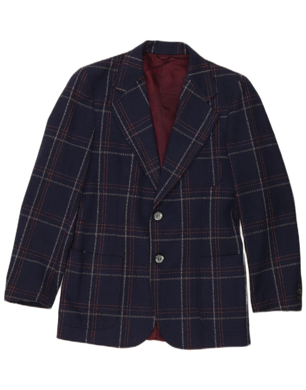 Vintage Herre 2-knaps blazerjakke UK 36 Small Navy Blue Plaid Classic