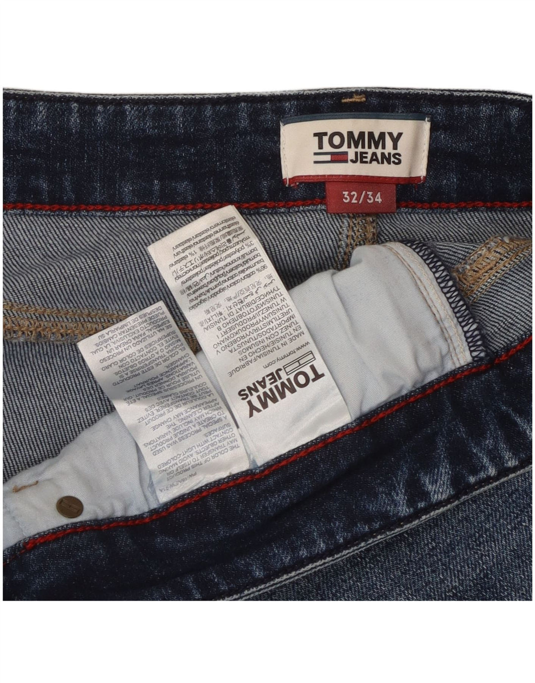 Tommy Hilfiger Herre Slim Jeans W32 L31 Blå Bomuld