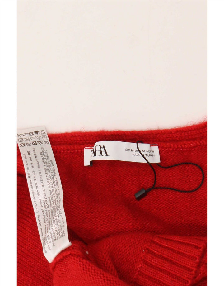 Zara Dame Crop Vest Tank Top UK 14 Medium Rød Viscose