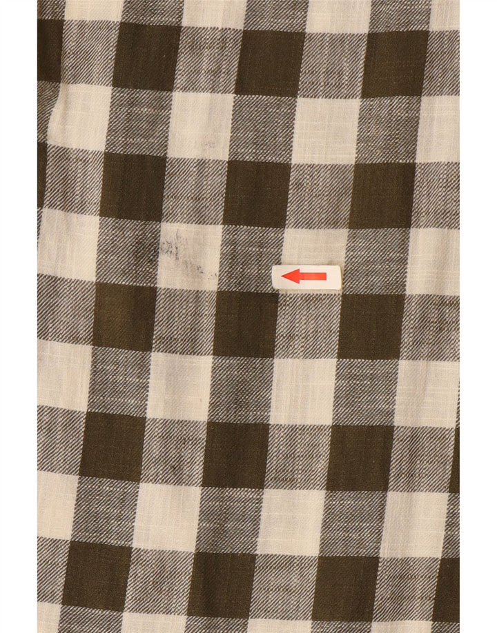 Fat Face Dame Oversized Flanell Shirt UK 10 Small Khaki Gingham Cotton