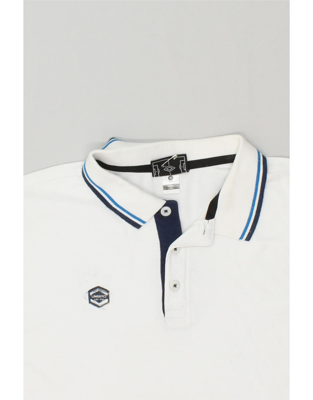 UMBRO Mens Graphic Polo Shirt Medium White Cotton Vintage Umbro and Second-Hand Umbro from Messina Hembry 