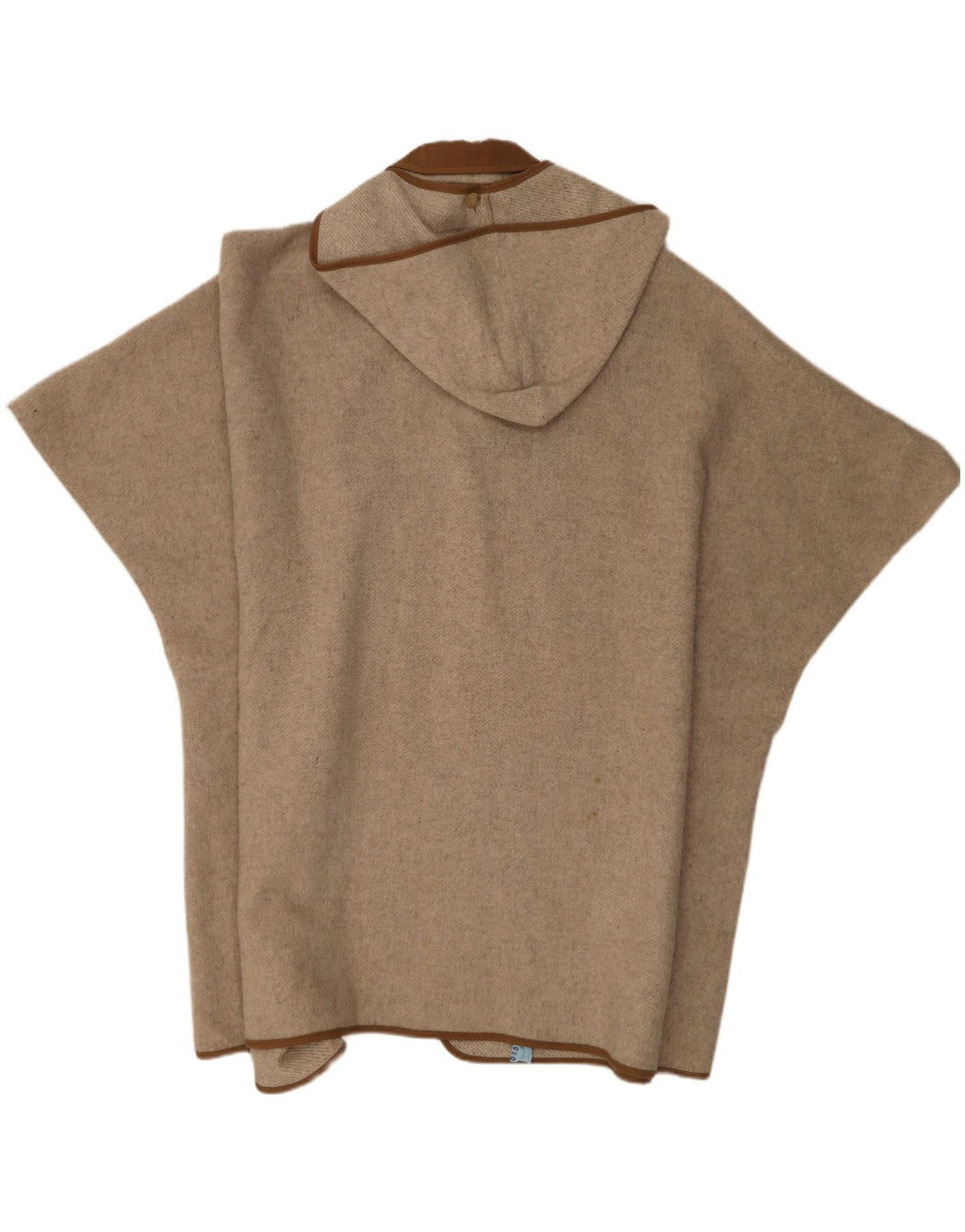 Vintage Poncho-jakke med hætte til kvinder One Size Beige Colourblock