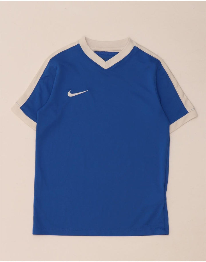 NIKE Boys Dri Fit T-Shirt Top 10-11 år Medium Blue Colourblock