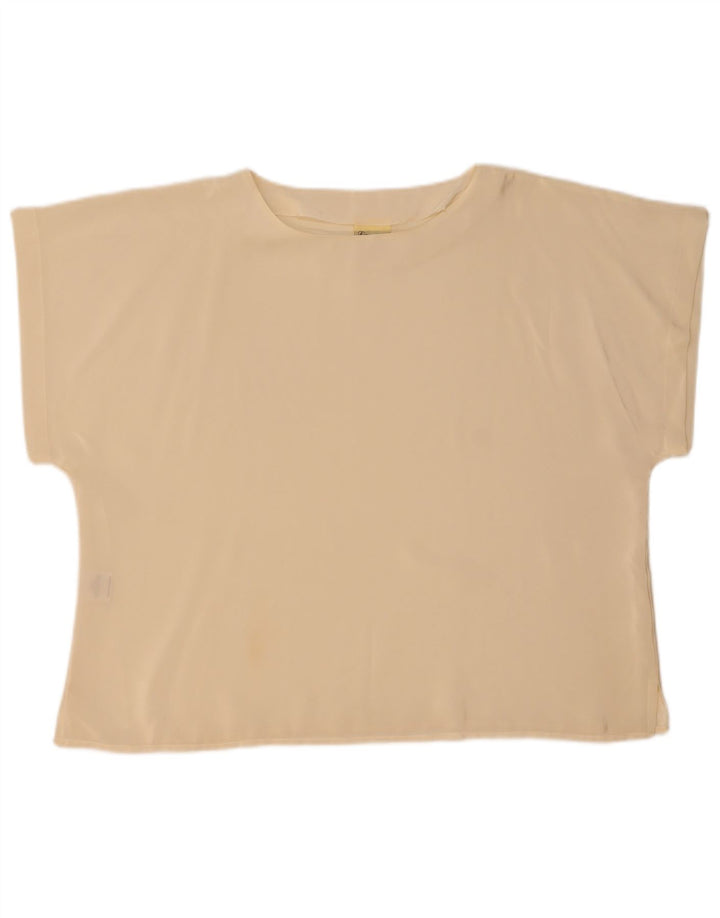 Vintage Dame T-Shirt Top UK 22 2XL Off White Polyester