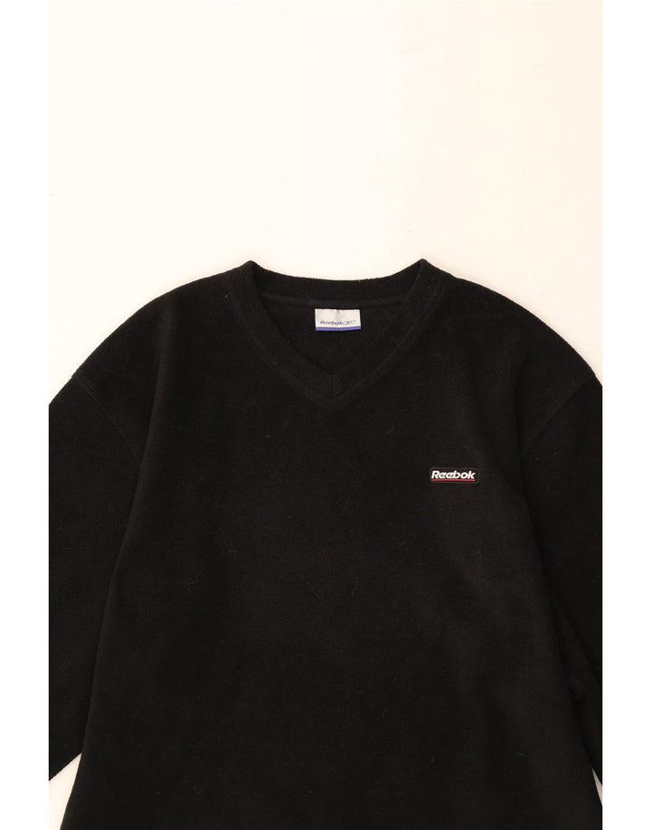 REEBOK Mens Fleece Jumper Medium Black Polyester Vintage Reebok and Second-Hand Reebok from Messina Hembry 