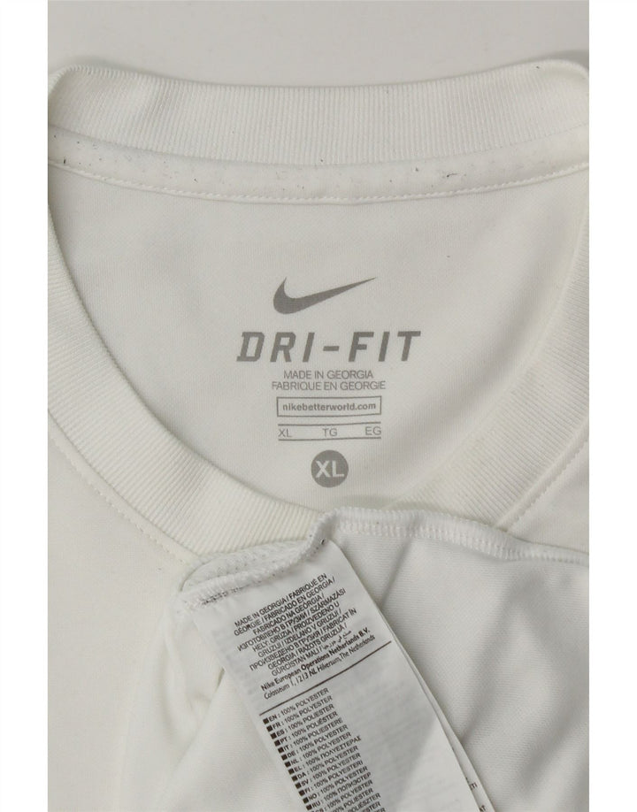 Nike Herre Dri Fit T-Shirt Top XL Hvid Polyester