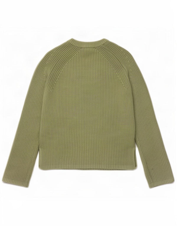 Marks & Spencer Womens Boat Neck Jumper Sweater UK 6 XS Green Cotton