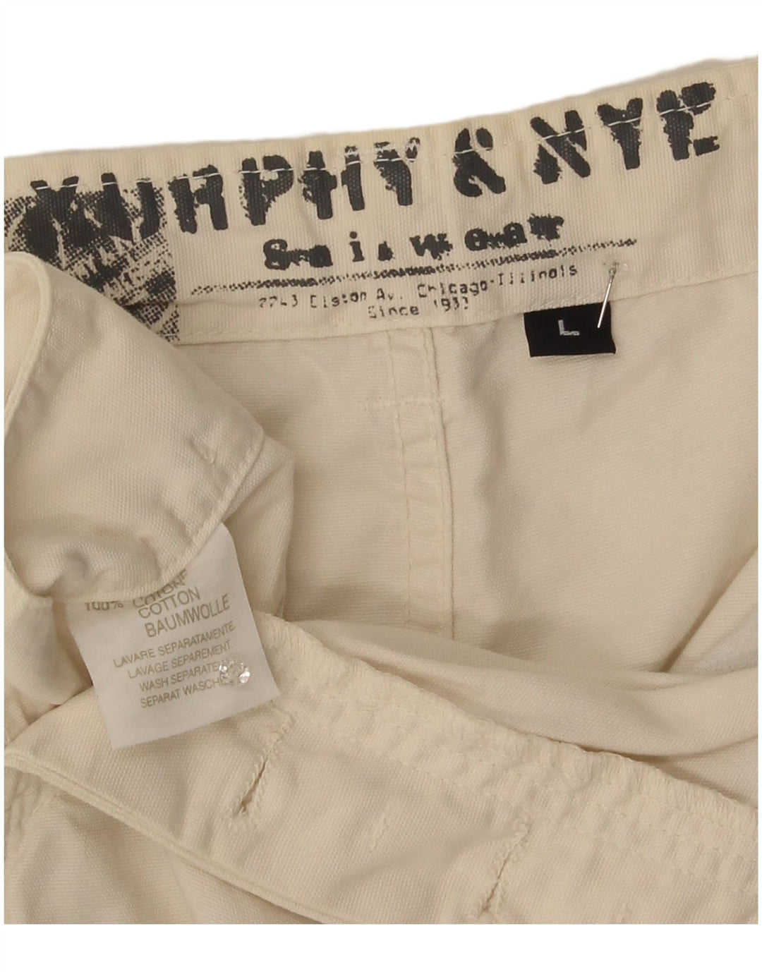 Murphy & Nye Lige Chinobukser til mænd store W34 L32 hvid bomuld