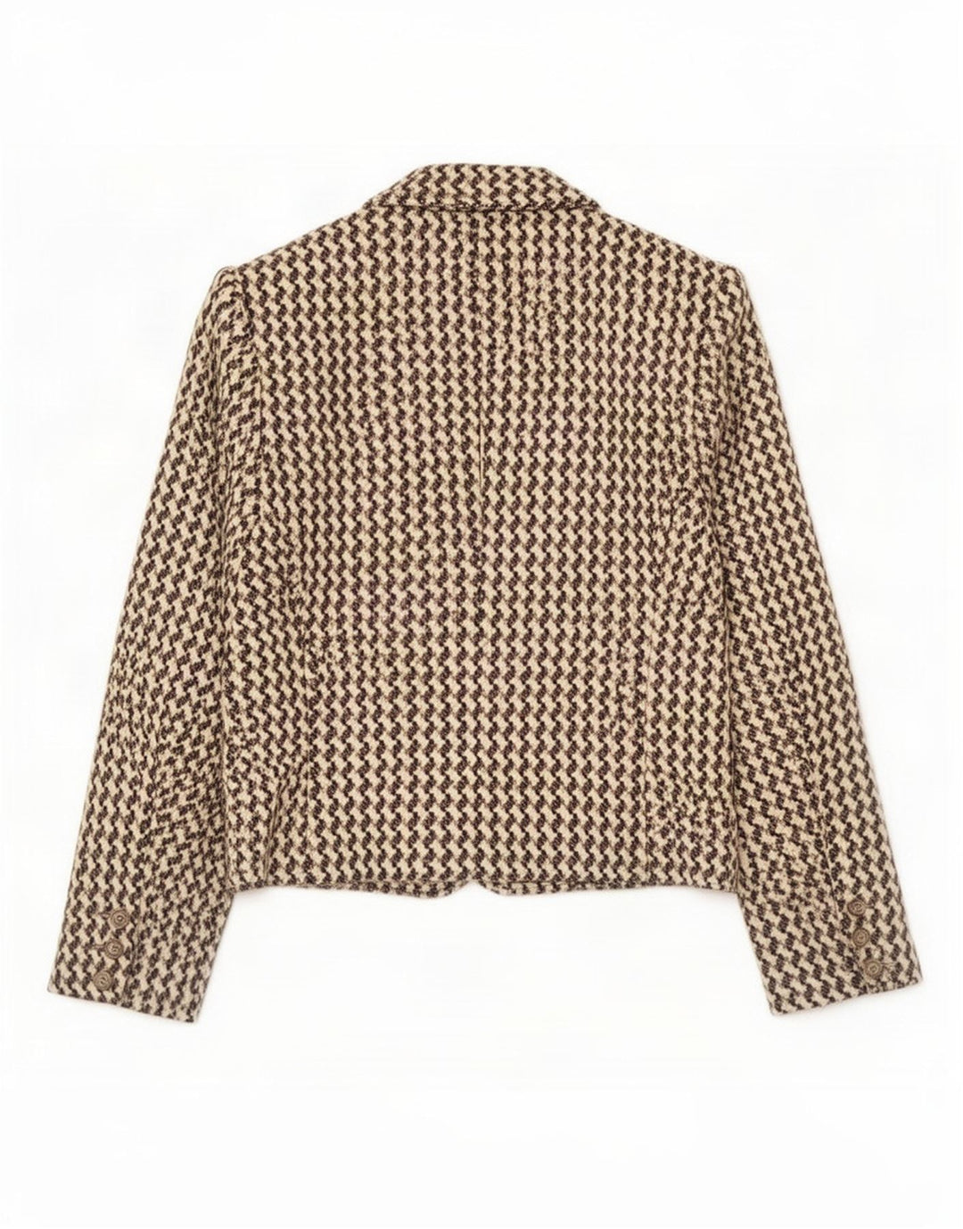 Poi By Krizia Dame Crop Blazer Jacket IT 40 Small Beige Houndstooth