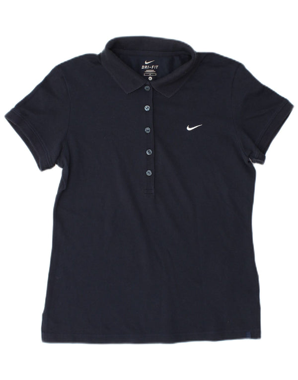 Nike Dame Dri Fit Polo Shirt UK 14 Medium Navy Blue Bomuld