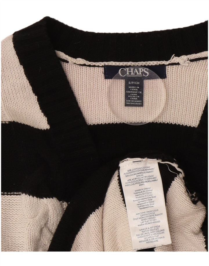 CHAPS Dame Oversized V-hals sweater UK 10 Lille sort stribet