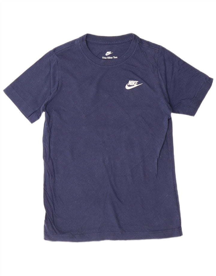 NIKE Boys T-Shirt Top 10-11 Years Medium Navy Blue Cotton
