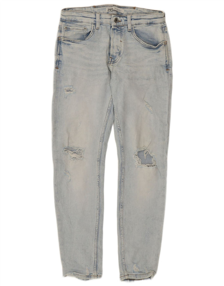 Zara Herre Distressed Slim Jeans EU 40 Medium W31 L29 Blå