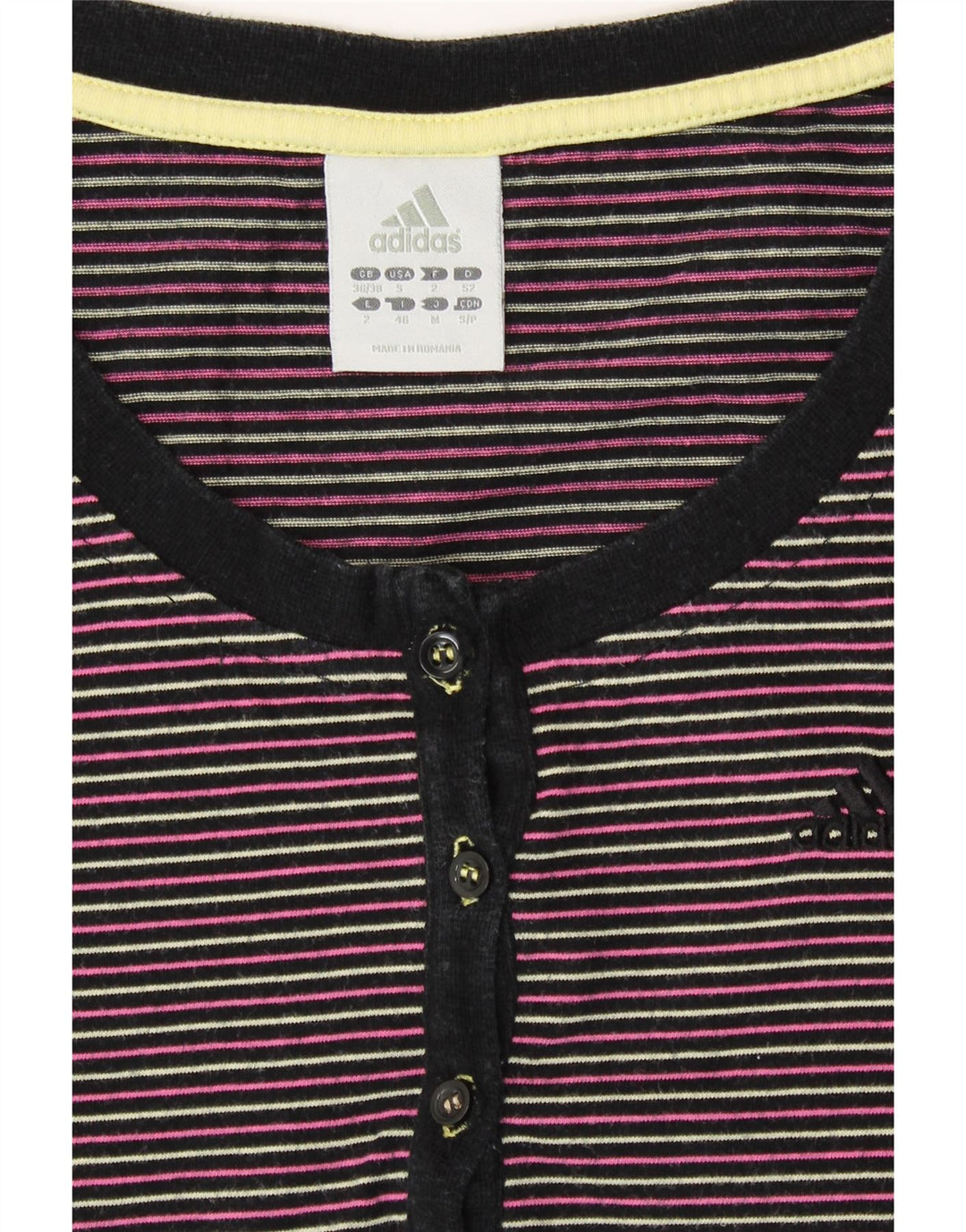 ADIDAS T-shirt top til kvinder UK 8/10 Lille flerfarvet stribet bomuld